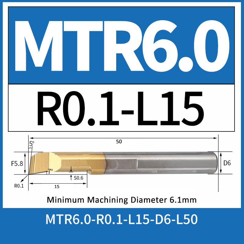 MTR6-R0.1-L15 CNC Solid Carbide I.O. Internal Turning Boring Bar