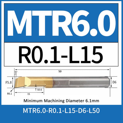 MTR6-R0.1-L15 CNC Solid Carbide I.O. Internal Turning Boring Bar