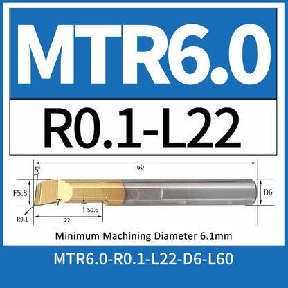 MTR6-R0.1-L22 CNC Solid Carbide I.O. Internal Turning Boring Bar