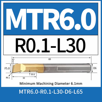 MTR6-R0.1-L30 CNC Solid Carbide I.O. Internal Turning Boring Bar