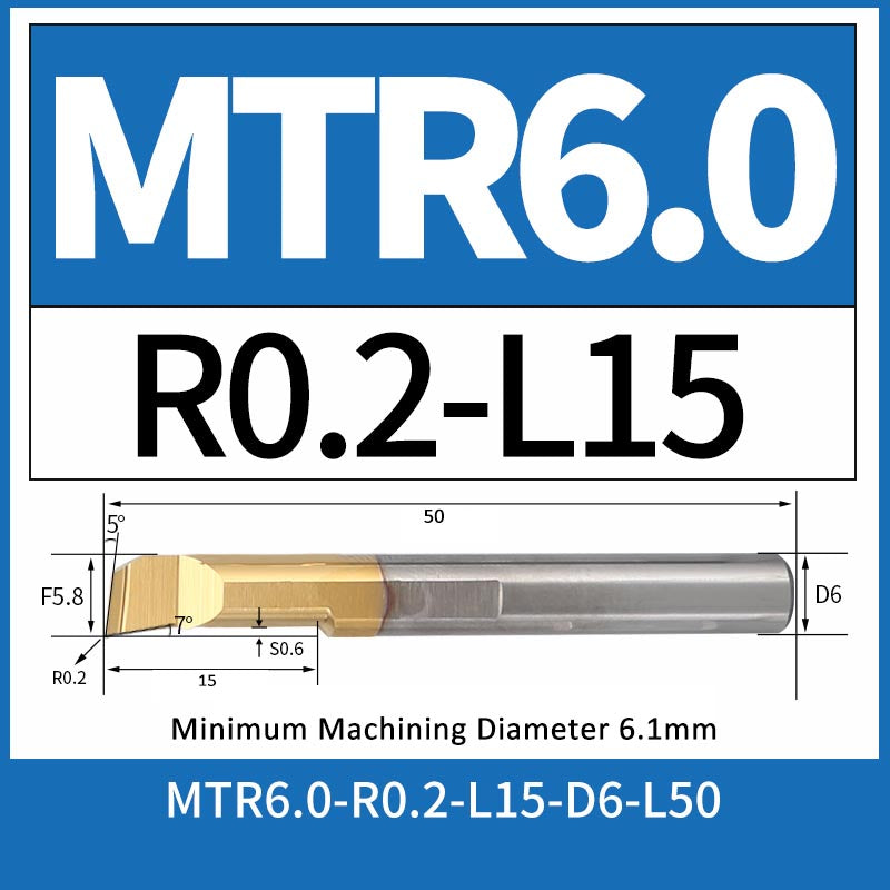 MTR6-R0.2-L15 CNC Solid Carbide I.O. Internal Turning Boring Bar