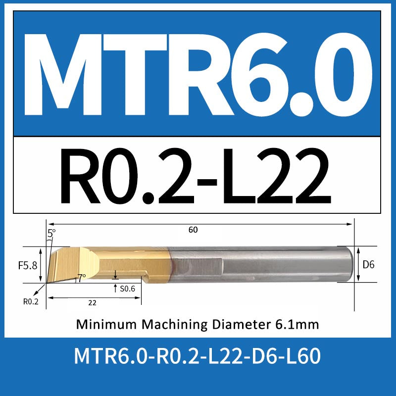 MTR6-R0.2-L22 CNC Solid Carbide I.O. Internal Turning Boring Bar