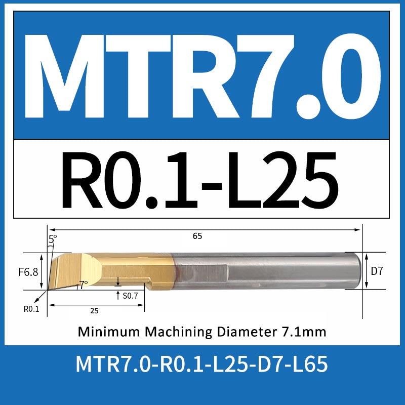 MTR7-R0.1-L25 CNC Solid Carbide I.O. Internal Turning Boring Bar