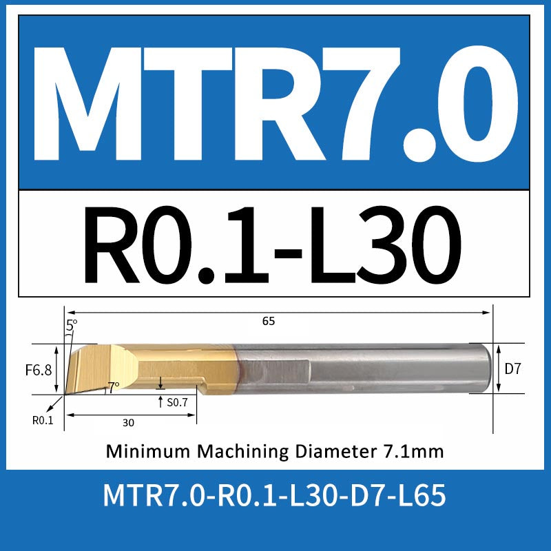 MTR7-R0.1-L30 CNC Solid Carbide I.O. Internal Turning Boring Bar