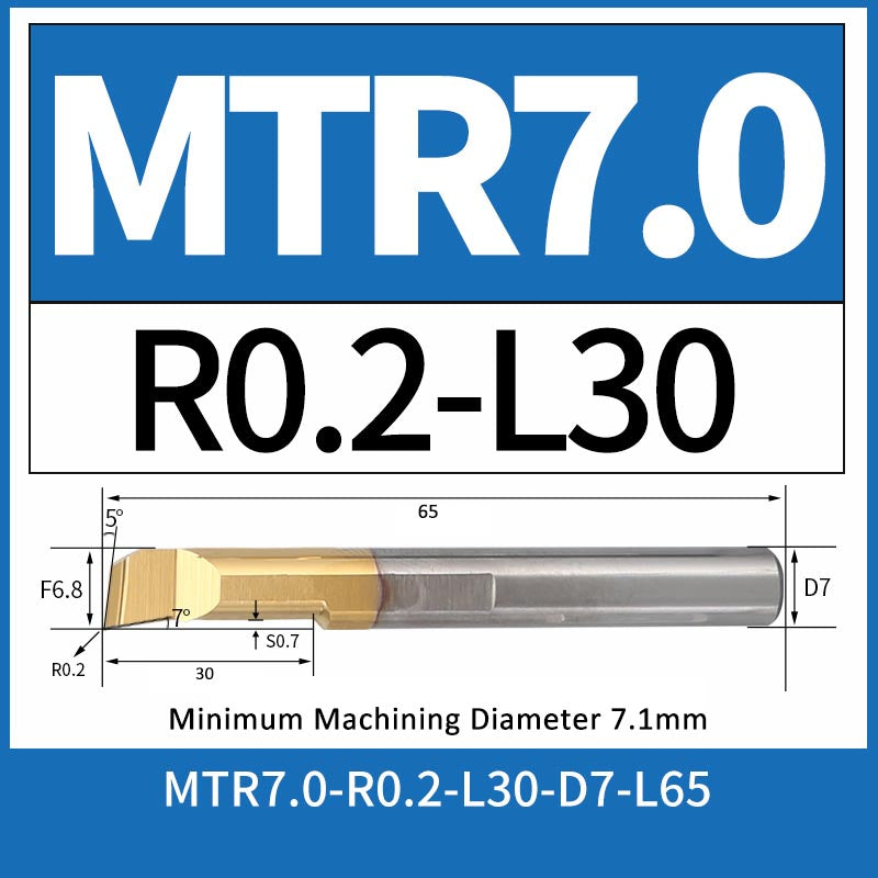 MTR7-R0.2-L30 CNC Solid Carbide I.O. Internal Turning Boring Bar