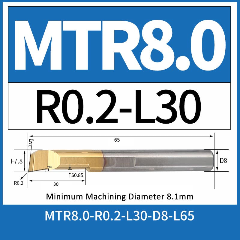 MTR8-R0.2-L30 CNC Solid Carbide I.O. Internal Turning Boring Bar