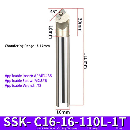 SSK C16-16-110-1T CNC Chamfering Milling Cutter Toolholder 30/60/45/120 Degrees Chamfering - Da Blacksmith