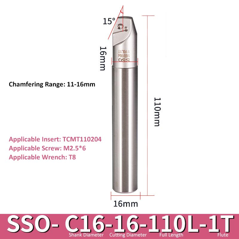 SSO C16-16-110-1T CNC Chamfering Milling Cutter Toolholder 30/60/45/120 Degrees Chamfering - Da Blacksmith