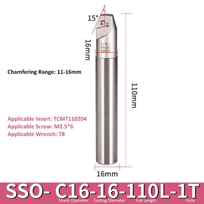 SSO C16-16-110-1T CNC Chamfering Milling Cutter Toolholder 30/60/45/120 Degrees Chamfering - Da Blacksmith