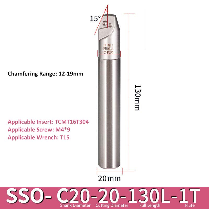 SSO C20-20-130-1T CNC Chamfering Milling Cutter Toolholder 30/60/45/120 Degrees Chamfering - Da Blacksmith