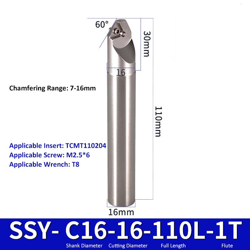 SSY C16-16-110-1T CNC Chamfering Milling Cutter Toolholder 30/60/45/120 Degrees Chamfering - Da Blacksmith