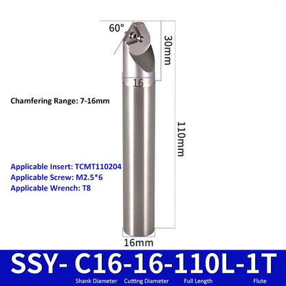 SSY C16-16-110-1T CNC Chamfering Milling Cutter Toolholder 30/60/45/120 Degrees Chamfering - Da Blacksmith