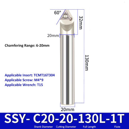 SSY C20-20-130-1T CNC Chamfering Milling Cutter Toolholder 30/60/45/120 Degrees Chamfering - Da Blacksmith