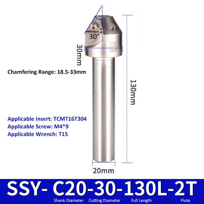 SSY C20-30-130-2T CNC Chamfering Milling Cutter Toolholder 30/60/45/120 Degrees Chamfering - Da Blacksmith