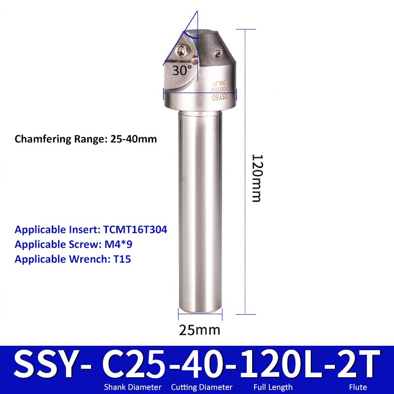 SSY C25-40-120-2T CNC Chamfering Milling Cutter Toolholder 30/60/45/120 Degrees Chamfering - Da Blacksmith