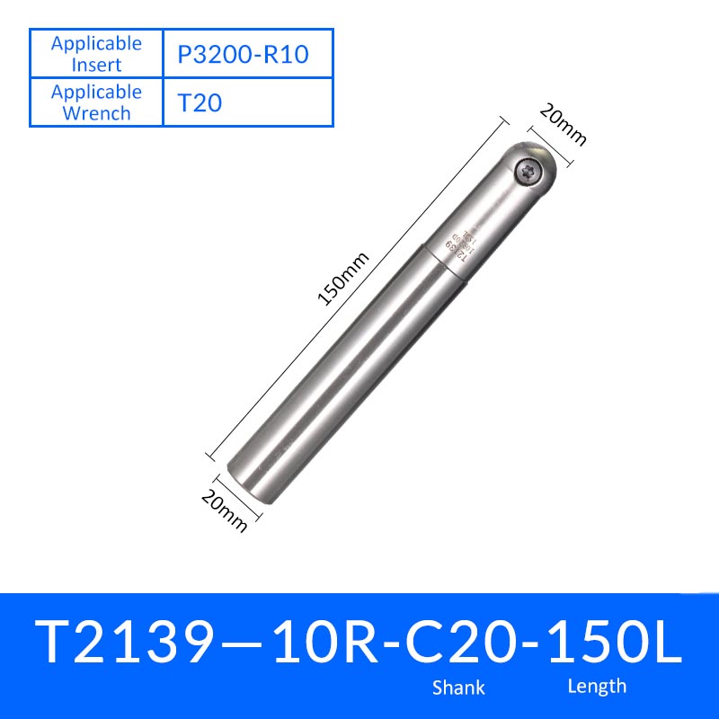 T2139 R10-C20-150 Ball Head Milling Cutter Tool Holder for Semi-Finishing and Finishing - Da Blacksmith