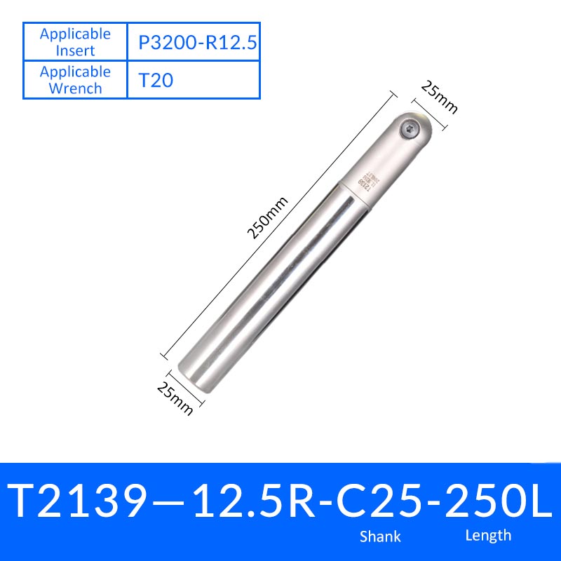 T2139 R12.5-C25-250 Ball Head Milling Cutter Tool Holder for Semi-Finishing and Finishing - Da Blacksmith