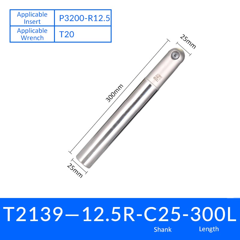 T2139 R12.5-C25-300 Ball Head Milling Cutter Tool Holder for Semi-Finishing and Finishing - Da Blacksmith