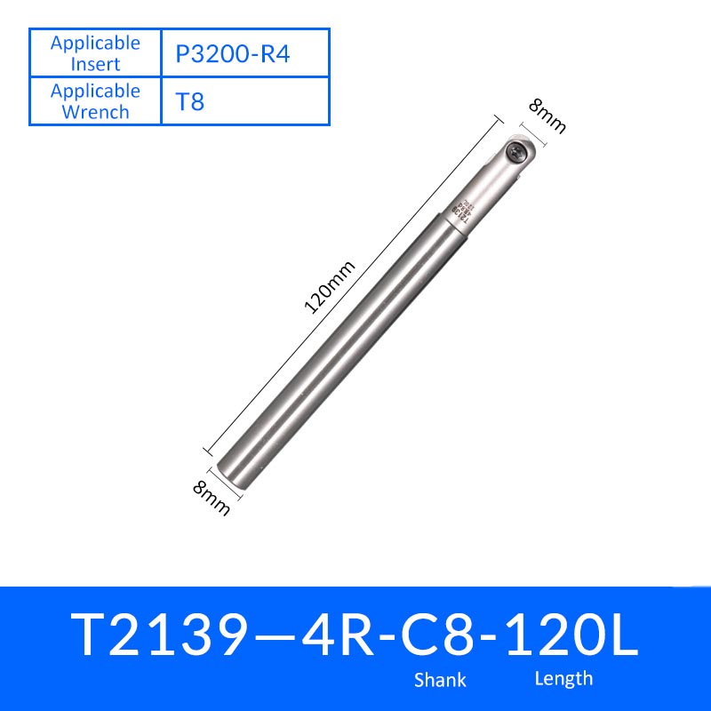 T2139 R4-C8-120 Ball Head Milling Cutter Tool Holder for Semi-Finishing and Finishing - Da Blacksmith