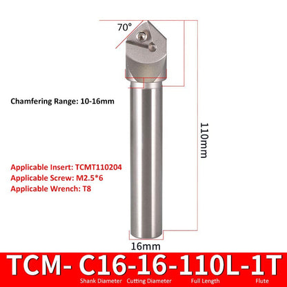 TCM C16-16-110-1T CNC Chamfering Milling Cutter Toolholder 30/60/45/120 Degrees Chamfering - Da Blacksmith