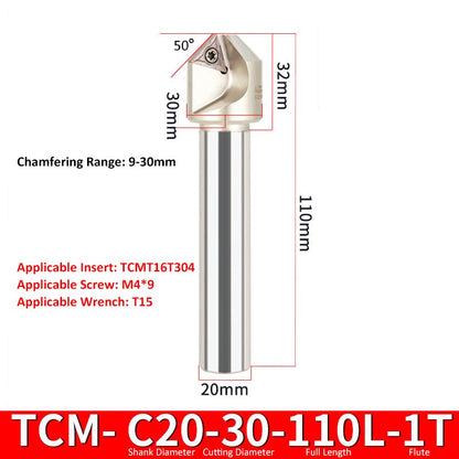 TCM C20-30-110-1T CNC Chamfering Milling Cutter Toolholder 30/60/45/120 Degrees Chamfering - Da Blacksmith