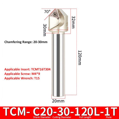 TCM C20-30-120-1T CNC Chamfering Milling Cutter Toolholder 30/60/45/120 Degrees Chamfering - Da Blacksmith