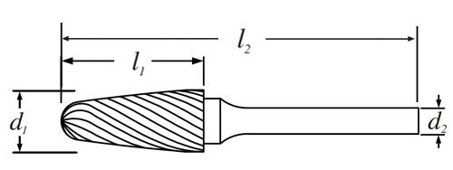 SF 2.35*13mm  Rounded Nose Tree Carbide Burr 2.35mm Shank 38mm Long Rotary File Bit - Da Blacksmith