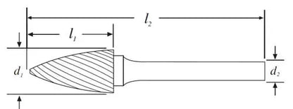 SG 14*25mm Pointed Tree Carbide Burr 6mm Shank 65mm Long Rotary File Bit - Da Blacksmith