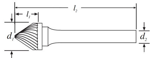 SJ 16*13.8mm 60 Degree Angle Carbide Burr 6mm Shank 56mm Long Rotary File Bit - Da Blacksmith