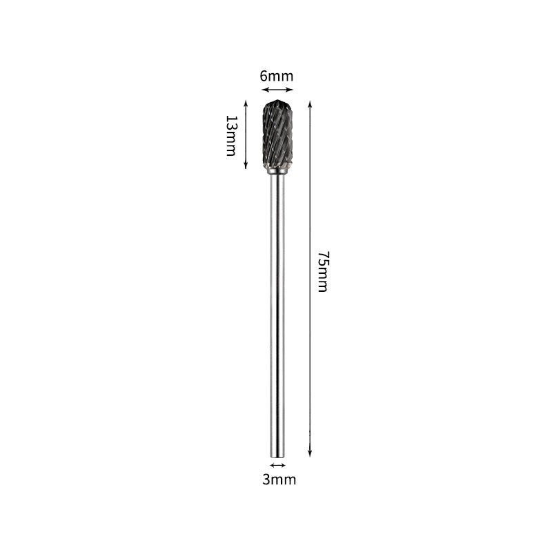 SC 6*13mm Cylinder Radius End Carbide Burr 3mm Shank 75mm Long Rotary File Bit - Da Blacksmith