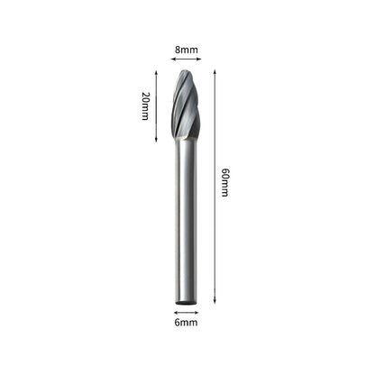 SH 8*20mm Flame Carbide Burr 6mm Shank 60mm Long Rotary File Bit - Da Blacksmith