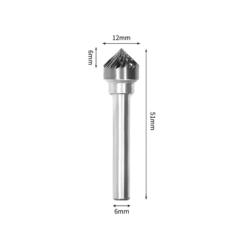 SK 12*6mm 90 Degree Angle Carbide Burr 6mm Shank 51mm Long Rotary File Bit - Da Blacksmith