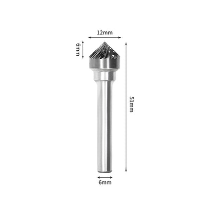 SK 12*6mm 90 Degree Angle Carbide Burr 6mm Shank 51mm Long Rotary File Bit - Da Blacksmith