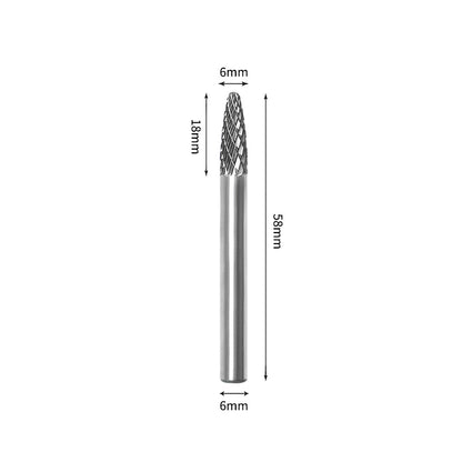 SF 6*18mm Rounded Nose Tree Carbide Burr 6mm Shank 58mm Long Rotary File Bit - Da Blacksmith