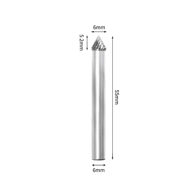 SJ 6*5.2mm 60 Degree Angle Carbide Burr 6mm Shank 55mm Long Rotary File Bit - Da Blacksmith