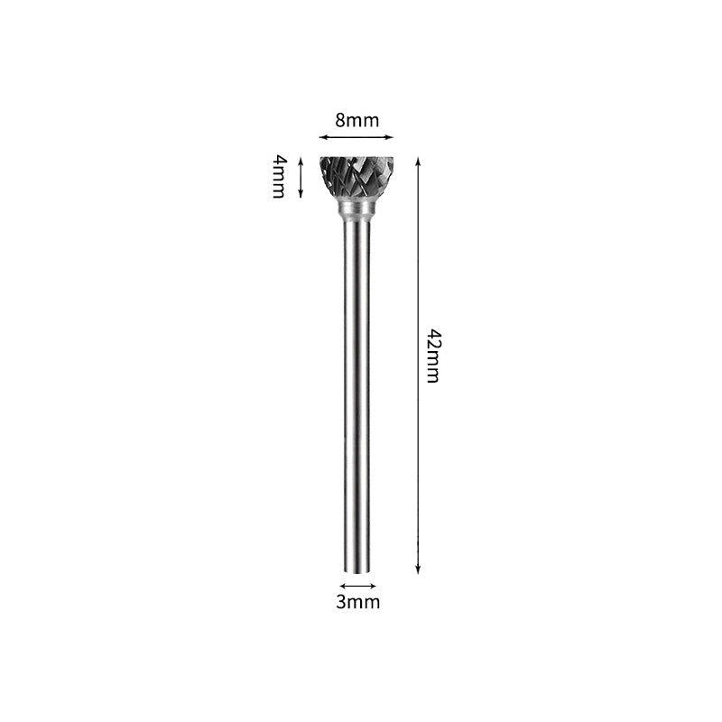 SD 8*4mm Lower Half Ball Carbide Burr 3mm Shank 42mm Long Rotary File Bit - Da Blacksmith