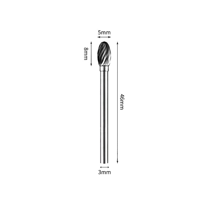 SE 5*8mm Oval Carbide Burr 3mm Shank 46mm Long Rotary File Bit - Da Blacksmith