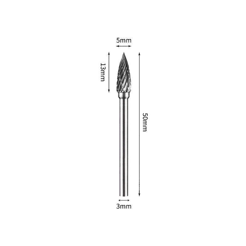 SG 5*13mm Pointed Tree Carbide Burr 3mm Shank 50mm Long Rotary File Bit - Da Blacksmith