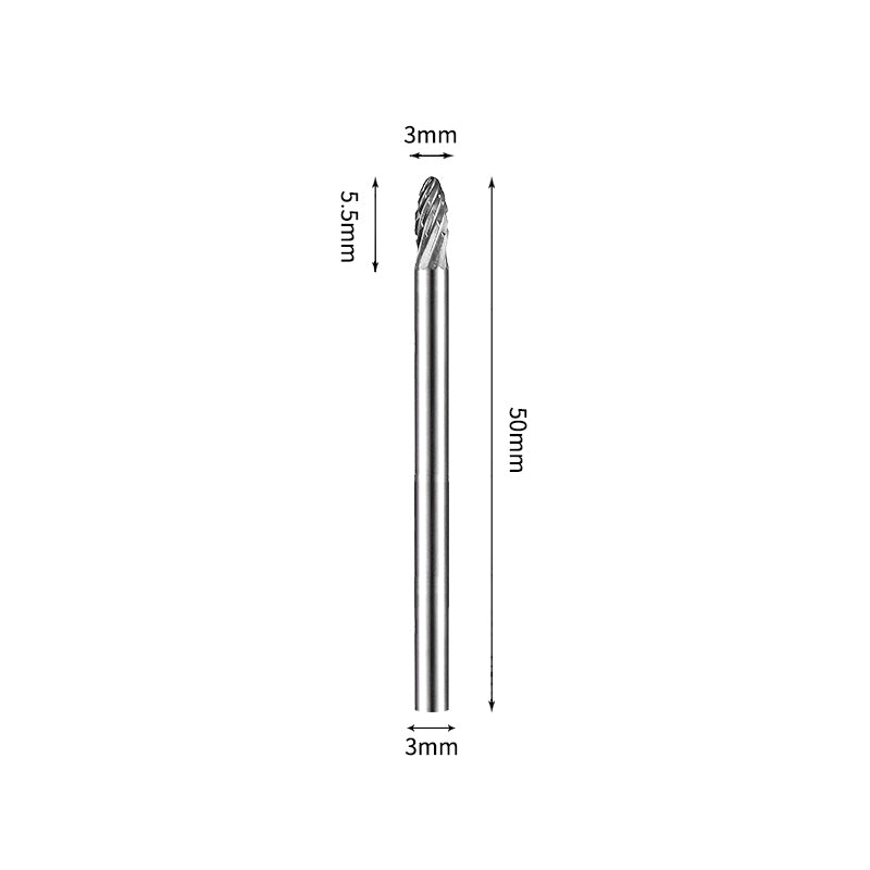 SE 3*5.5mm Oval Carbide Burr 3mm Shank 50mm Long Rotary File Bit - Da Blacksmith