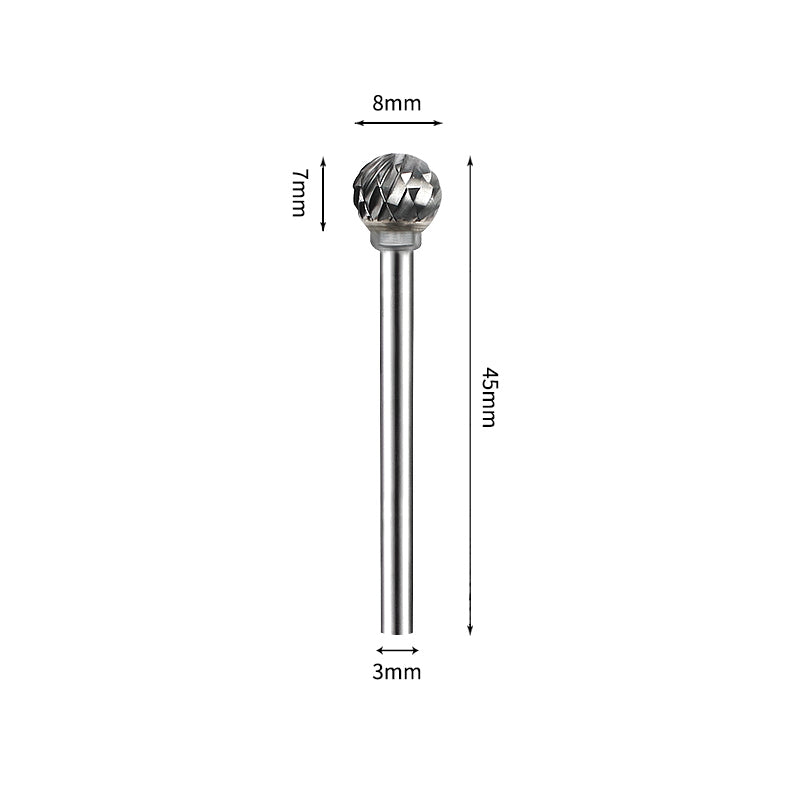 SD 8*7mm Ball Carbide Burr 3mm Shank 45mm Long Rotary File Bit - Da Blacksmith