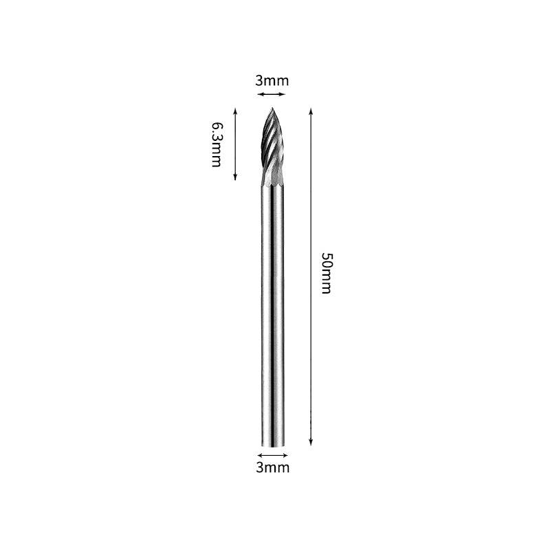 SH 3*6.3mm Flame Carbide Burr 3mm Shank 50mm Long Rotary File Bit - Da Blacksmith