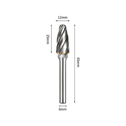 SF 12*25mm Rounded Nose Tree Carbide Burr 6mm Shank 65mm Long Rotary File Bit - Da Blacksmith