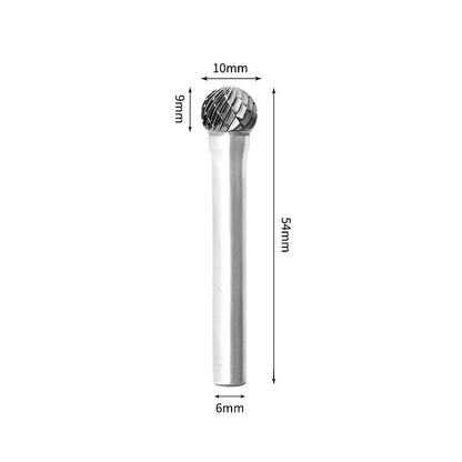 SD 10*9mm Ball Carbide Burr 6mm Shank 54mm Long Rotary File Bit - Da Blacksmith