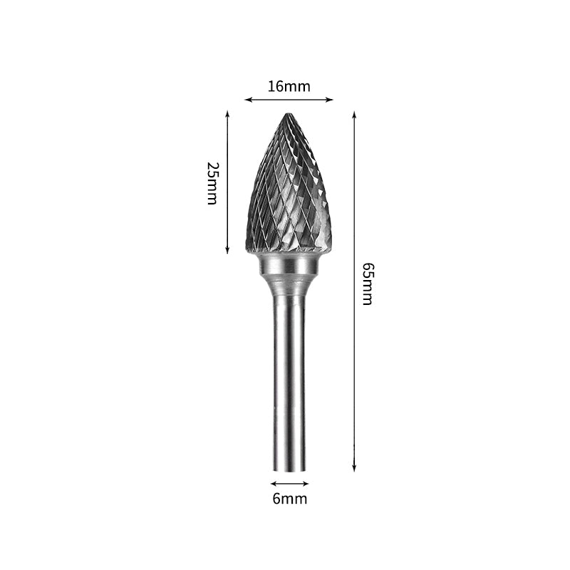 SG 16*25mm Pointed Tree Carbide Burr 6mm Shank 65mm Long Rotary File Bit - Da Blacksmith