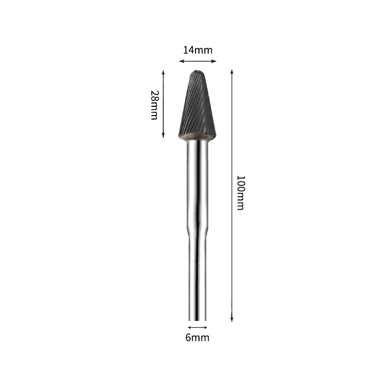 SL 14*28mm Ball Nose Cone Carbide Burr 6mm Shank 100mm Long Rotary File Bit - Da Blacksmith