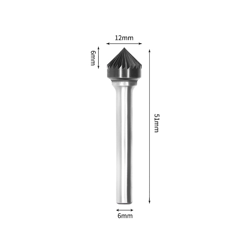 SK 12*6mm 90 Degree Angle Carbide Burr 6mm Shank 51mm Long Rotary File Bit - Da Blacksmith