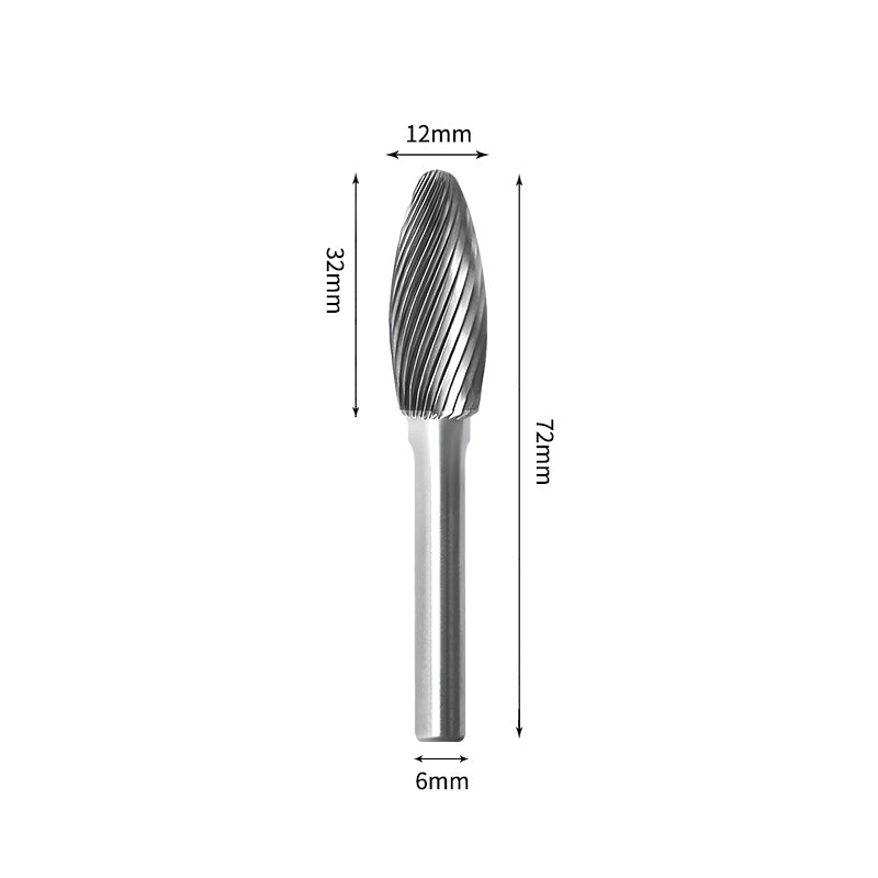 SH 12*32mm Flame Carbide Burr 6mm Shank 72mm Long Rotary File Bit - Da Blacksmith