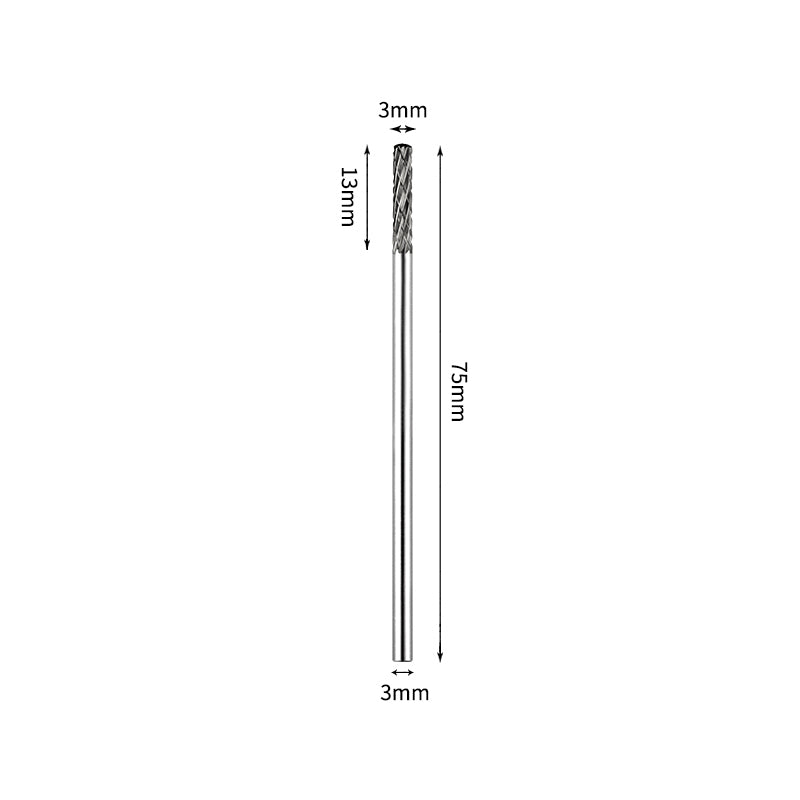 SC 3*13mm Cylinder Radius End Carbide Burr 3mm Shank 75mm Long Rotary File Bit - Da Blacksmith