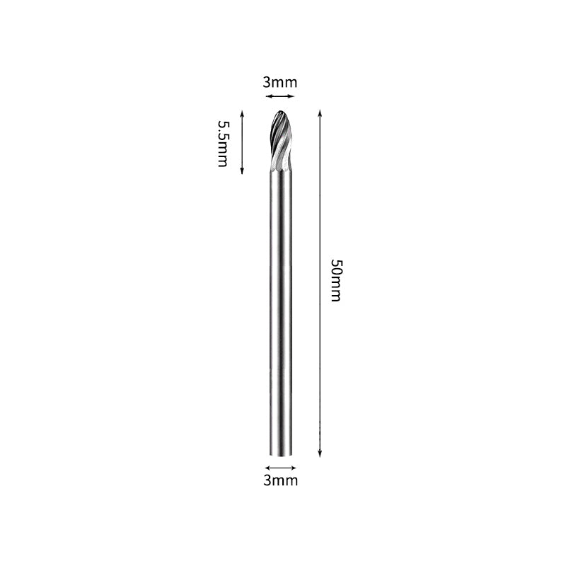 SE 3*5.5mm Oval Carbide Burr 3mm Shank 50mm Long Rotary File Bit - Da Blacksmith