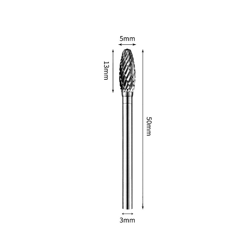 SH 5*13mm Flame Carbide Burr 3mm Shank 50mm Long Rotary File Bit - Da Blacksmith